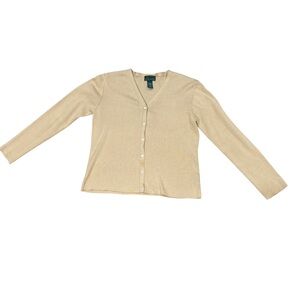 Ralph Lauren tan button down sweater woman’s size L